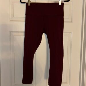 maroon lululemon capri leggings size 8